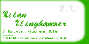 milan klinghammer business card
