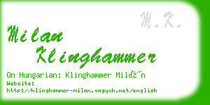 milan klinghammer business card